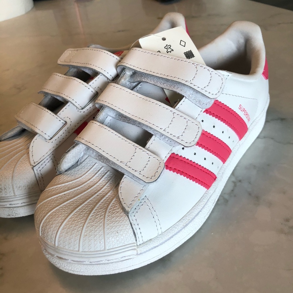 Adidas Superstar Kids Shoes White/Real Pink/Pink 3